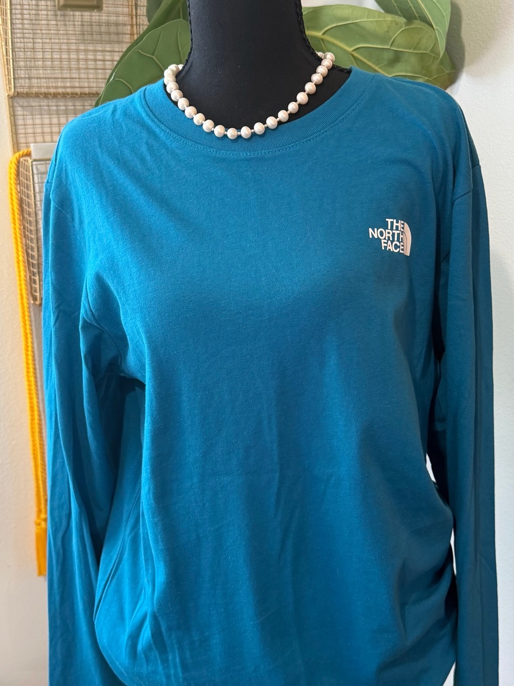 The North Face Teal-Blue Long Sleeve Logo Tee
